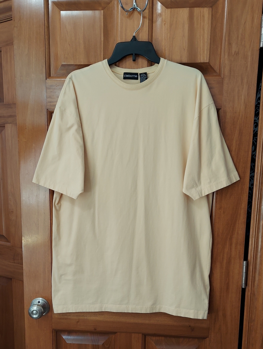 Claiborne Men's Pale Yellow Short Sleeve Crewneck Soft Tee, Stretchy, Size XL ▪︎